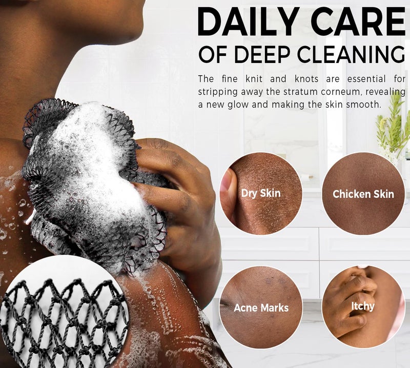 RelaxScene African Net Sponge Authentic - Exfoliating Back Scrub Bath Sponge with Knots - Afro Scrub Body Scrubber Exfoliator Washcloth - African Body Care Daily Use Shower Essentials - Image 5